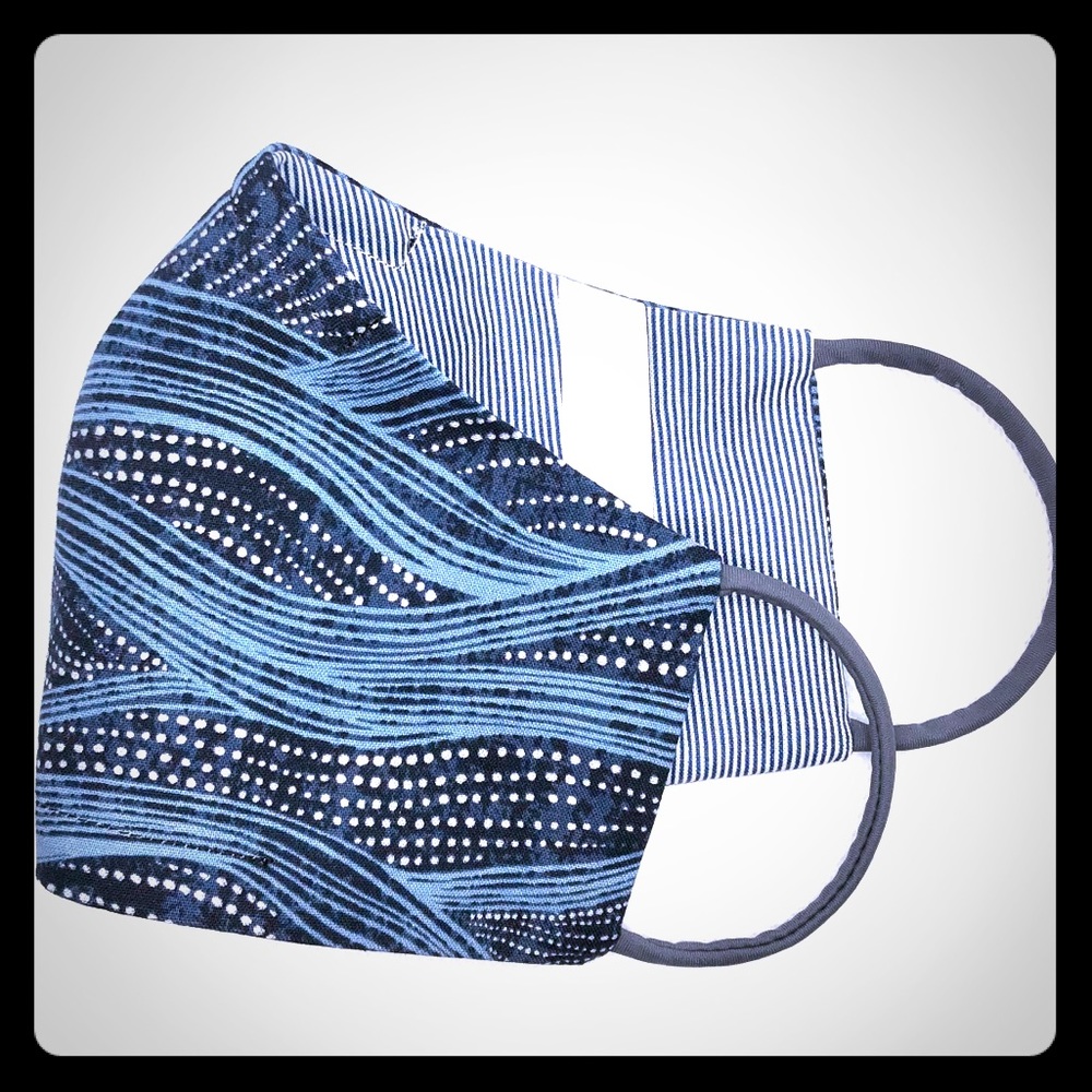 Free embroidered initials! Wave print cotton mask